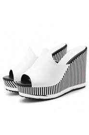 Women's Shoes Synthetic Platform Creepers/Slippers Slippers Office & Career / Party & Evening/Dress/Casual Black/White