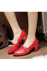 Women's Shoes Leatherette Chunky Heel Heels Heels Outdoor / Office & Career / Dress Black / Blue / Pink / Red / Beige