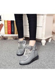 Women's Shoes Leatherette Wedge Heel Fashion Boots Boots Outdoor / Casual Black / Gray