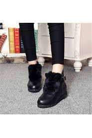 Women's Shoes Leatherette Wedge Heel Fashion Boots Boots Outdoor / Casual Black / Gray