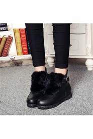 Women's Shoes Leatherette Wedge Heel Fashion Boots Boots Outdoor / Casual Black / Gray