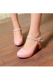 Women's Shoes Leatherette Chunky Heel Heels Heels Office & Career / Party & Evening / Dress Blue / Pink / White