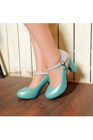 Women's Shoes Leatherette Chunky Heel Heels Heels Office & Career / Party & Evening / Dress Blue / Pink / White