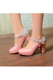 Women's Shoes Leatherette Chunky Heel Heels Heels Office & Career / Party & Evening / Dress Blue / Pink / White