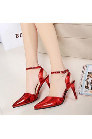 Women's Shoes Leatherette Stiletto Heel Heels Sandals Office & Career / Party & Evening / Casual Red / Silver / Gold