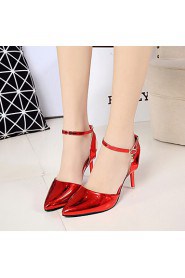 Women's Shoes Leatherette Stiletto Heel Heels Sandals Office & Career / Party & Evening / Casual Red / Silver / Gold