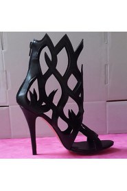 Women's Shoes Leather Stiletto Heel black sandals shoes