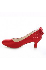 Women's Shoes Stretch Satin Chunky Heel Heels / Round Toe Heels Wedding / Party & Evening / Dress Red