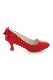 Women's Shoes Stretch Satin Chunky Heel Heels / Round Toe Heels Wedding / Party & Evening / Dress Red