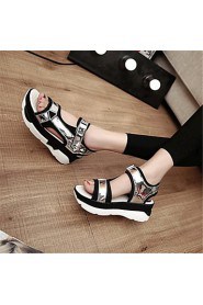 Women's Shoes Leatherette Platform Creepers Sandals Casual Black / White / Silver