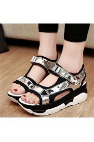 Women's Shoes Leatherette Platform Creepers Sandals Casual Black / White / Silver