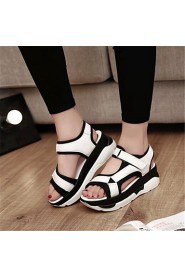 Women's Shoes Leatherette Platform Creepers Sandals Casual Black / White / Silver