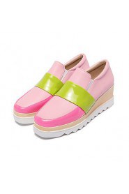 Women's Shoes Patent Leather Platform Creepers / Square Toe Loafers Casual Blue / Pink / White