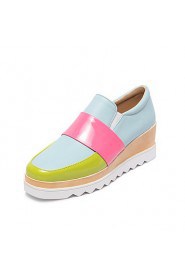 Women's Shoes Patent Leather Platform Creepers / Square Toe Loafers Casual Blue / Pink / White