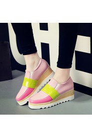 Women's Shoes Patent Leather Platform Creepers / Square Toe Loafers Casual Blue / Pink / White