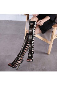 Women's Shoes Patent Leather Stiletto Heel Open Toe Sandals Dress Black