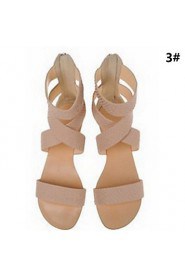 Women's Shoes Fleece / Leatherette Flat Heel Open Toe Sandals Office & Career / Party & Evening / Dress Multi-color