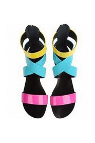 Women's Shoes Fleece / Leatherette Flat Heel Open Toe Sandals Office & Career / Party & Evening / Dress Multi-color