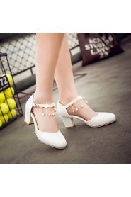 Women's Shoes Leatherette Chunky Heel Heels Heels Wedding / Office & Career / Party & Evening Pink / White