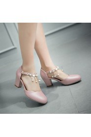 Women's Shoes Leatherette Chunky Heel Heels Heels Wedding / Office & Career / Party & Evening Pink / White