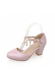 Women's Shoes Leatherette Chunky Heel Heels Heels Wedding / Office & Career / Party & Evening Pink / White