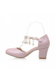 Women's Shoes Leatherette Chunky Heel Heels Heels Wedding / Office & Career / Party & Evening Pink / White