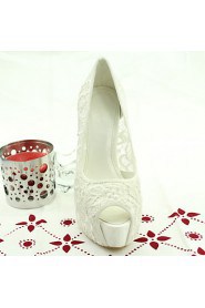 Women's Wedding Shoes Heels / Peep Toe Sandals Wedding / Dress White