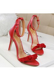 Women's Shoes Velvet Stiletto Heel Heels / Peep Toe Sandals Dress / Casual Black / Blue / Pink / Red / Gray / Almond