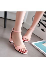 Women's Shoes Leatherette Chunky Heel Open Toe Sandals Outdoor / Dress / Casual Black / Pink / White / Beige