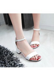 Women's Shoes Leatherette Chunky Heel Open Toe Sandals Outdoor / Dress / Casual Black / Pink / White / Beige