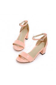 Women's Shoes Leatherette Chunky Heel Open Toe Sandals Outdoor / Dress / Casual Black / Pink / White / Beige