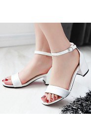 Women's Shoes Leatherette Chunky Heel Open Toe Sandals Outdoor / Dress / Casual Black / Pink / White / Beige