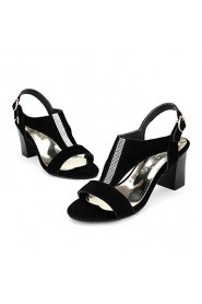 Women's Shoes Leatherette Chunky Heel Peep Toe Sandals Outdoor / Dress / Casual Black