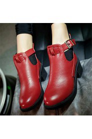 Women's Shoes Leatherette Chunky Heel Fashion Boots Boots Outdoor / Casual Black / Red / Gray