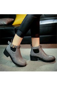 Women's Shoes Leatherette Chunky Heel Fashion Boots Boots Outdoor / Casual Black / Red / Gray