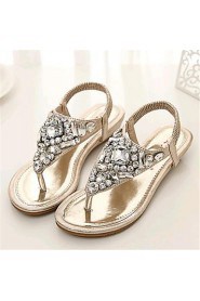 Women's Shoes Leatherette Low Heel Comfort Sandals Outdoor / Casual Silver / Gold