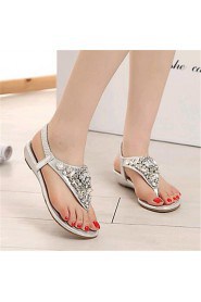 Women's Shoes Leatherette Low Heel Comfort Sandals Outdoor / Casual Silver / Gold