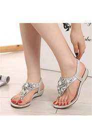 Women's Shoes Leatherette Low Heel Comfort Sandals Outdoor / Casual Silver / Gold