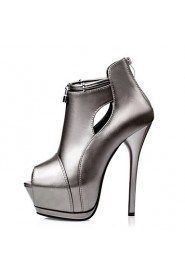 Women's Shoes Stiletto Heel Heels / Peep Toe / Platform Heels Dress Black / White / Gray