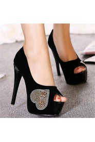 Women's Shoes Tulle / Leatherette Stiletto Heel Heels / Peep Toe Heels Wedding / Party & Evening Black