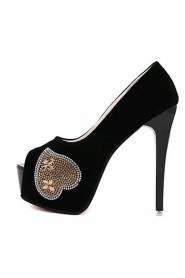 Women's Shoes Tulle / Leatherette Stiletto Heel Heels / Peep Toe Heels Wedding / Party & Evening Black