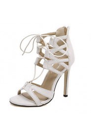 Women's Shoes Cashmere Stiletto Heel Heels / Open Toe Sandals Outdoor / Casual Black / White