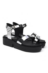 Women's Shoes Leatherette Platform Platform Sandals Office & Career / Dress / Casual Black / Silver