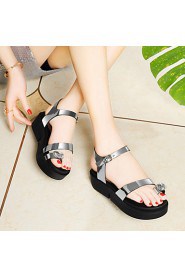 Women's Shoes Leatherette Platform Platform Sandals Office & Career / Dress / Casual Black / Silver