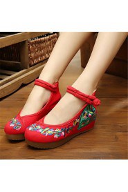 Women's Shoes Fabric Wedge Heel Wedges Boat Shoes Outdoor / Work & Duty / Casual Red