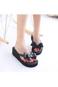 Women's Shoes Leatherette Flat Heel Slippers Slippers Outdoor / Dress / Casual Black / Pink / Red