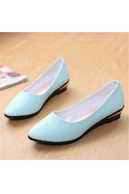 Women's Shoes Leatherette Flat Heel Comfort Flats Outdoor / Casual Black / Blue / Pink / White