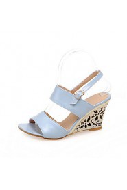 Women's Shoes Wedge Heel Wedges Sandals Office & Career/Dress Blue/Silver/Beige