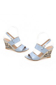 Women's Shoes Wedge Heel Wedges Sandals Office & Career/Dress Blue/Silver/Beige