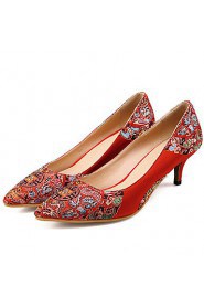 Women's Wedding Shoes Heels / Chinese Vintage Style Pointed Toe Wedding Shoe / Red